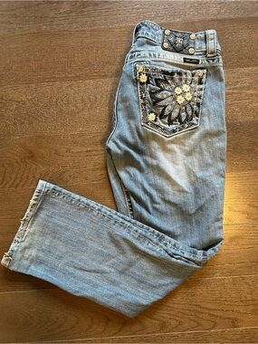 Miss Me Sunflower Daisy Embroidered Bootcut Jeans JP5721B  28/29 (30" Inseam)